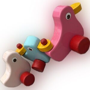 Vintage Wood Pull Toy Walter Western Germany Duck Bird Wooden Child Original